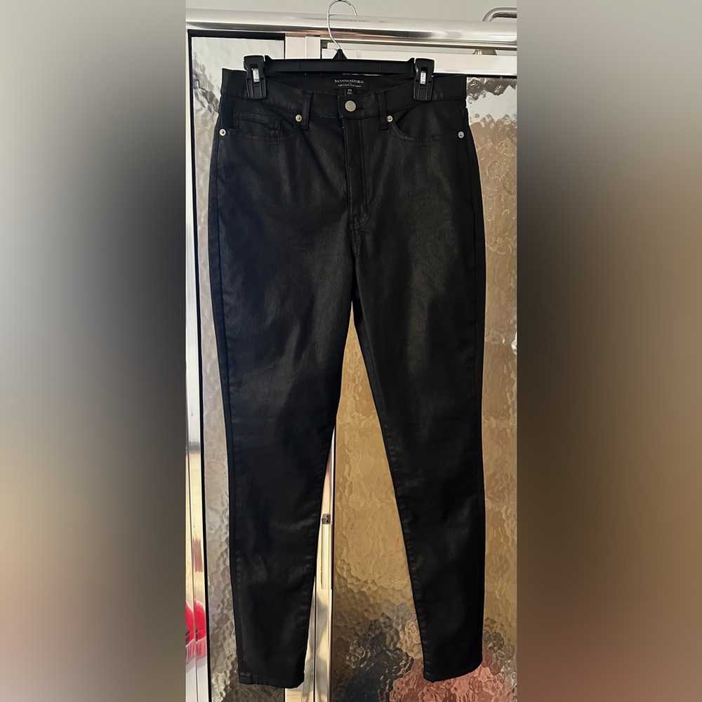 Banana republic black coated stretch jean.
